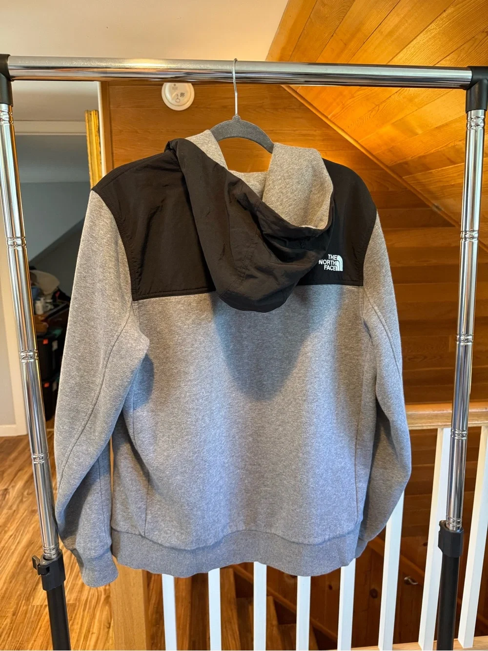The North Face Men's Grey Jacket with Black Shoulder Panels